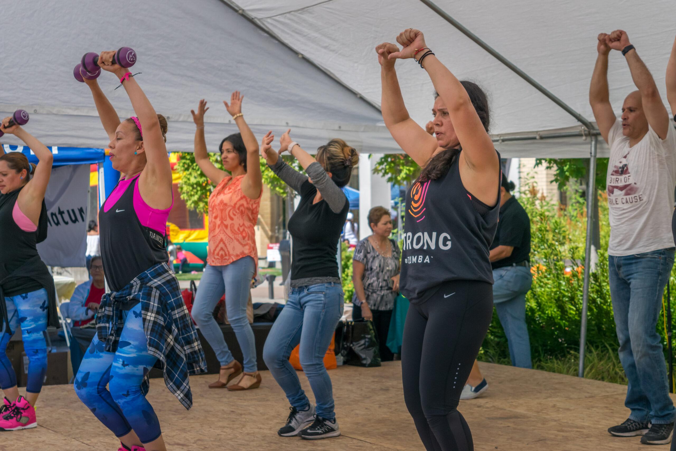 a group of ladies enjoying a zumba class