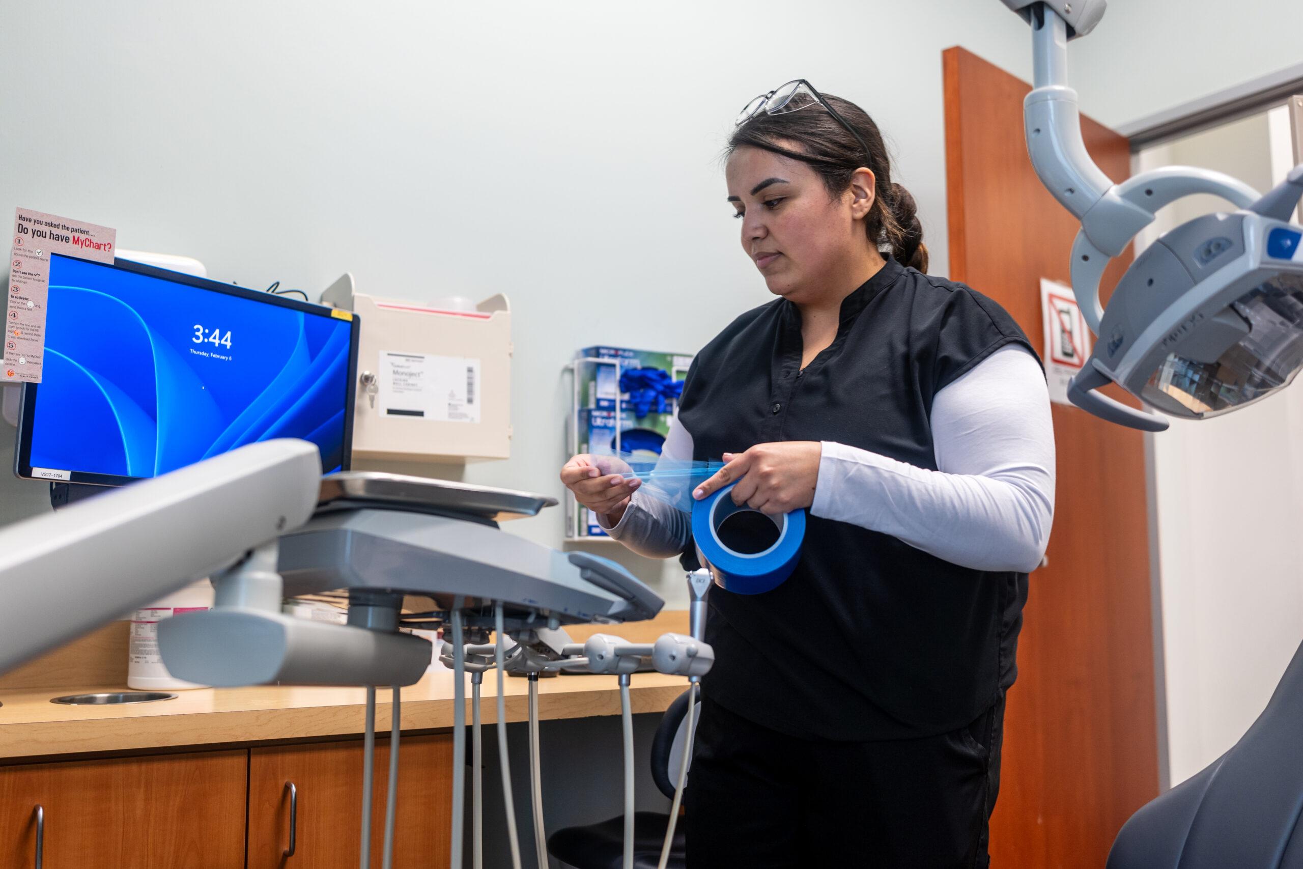 Medical professional preparing medical supplies